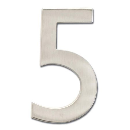 PERFECTPATIO 3582SN Number 5 Solid Cast Brass 4 inch Floating House Number Satin Nickel "5" PE727843